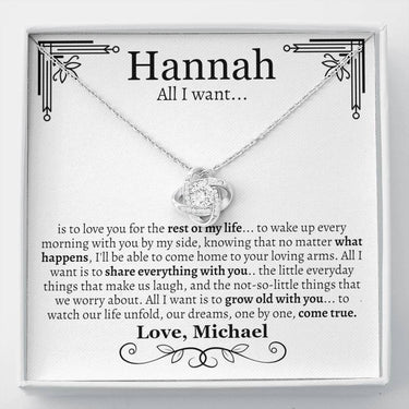 Personalized Anniversary All I Want Love Knot Necklace - Love You This Much